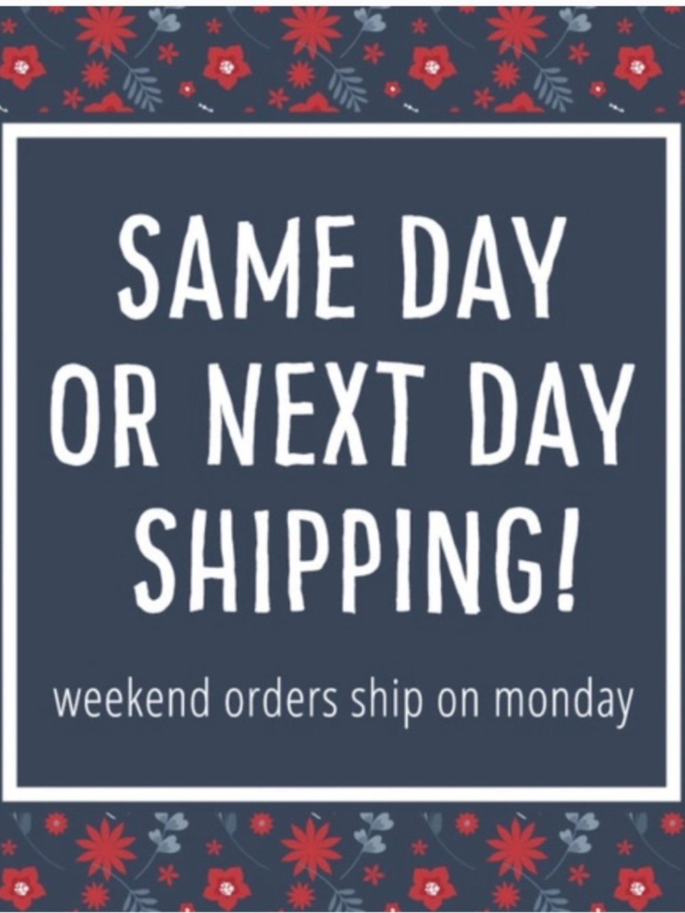 Same Day or Next Day Shipping.